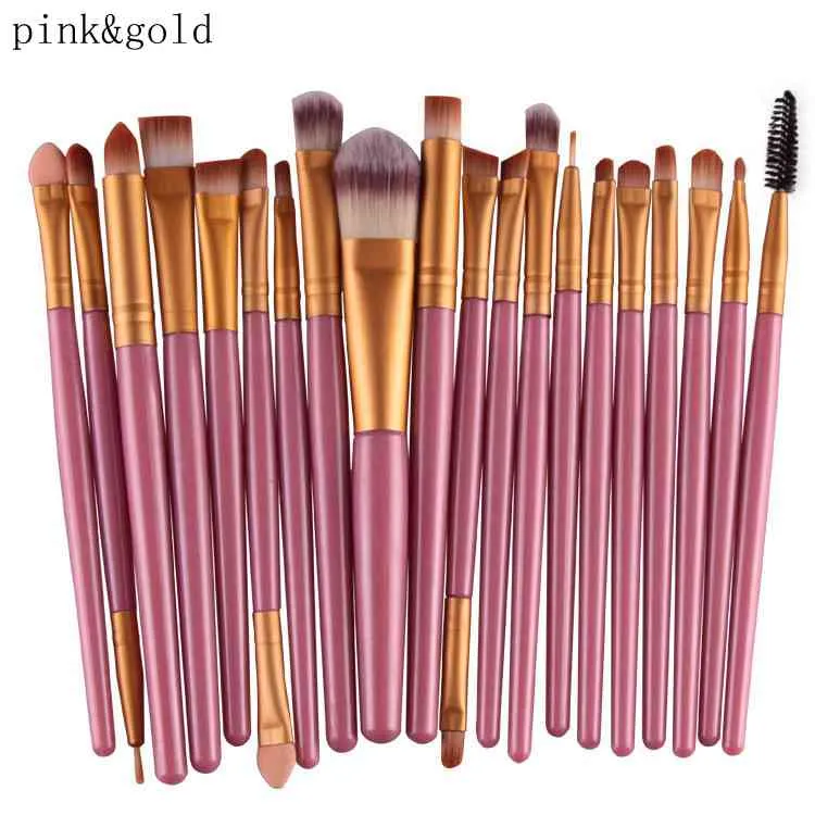 20 stks Cosmetische Makeup Borstels Set Poeder Foundation Oogschaduw Eyeliner Lip Brush Tool Merk Make-up Borstels Beauty Tools Pincel Maquiagem