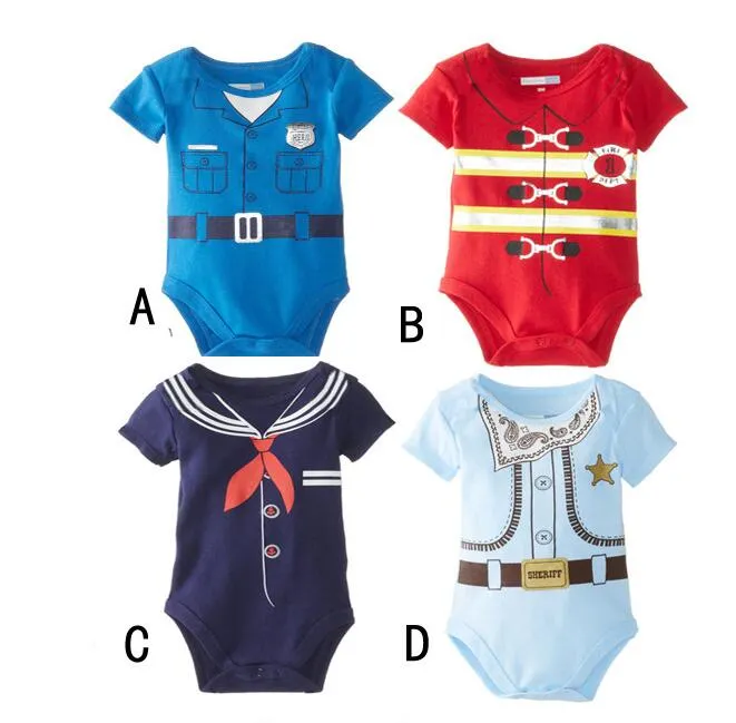 Wholesale-One Piece Baby Gentleman Romper Cotton Short Sleeve Newborn Baby Boy Clothing Girl Body Jumpsuit Overalls