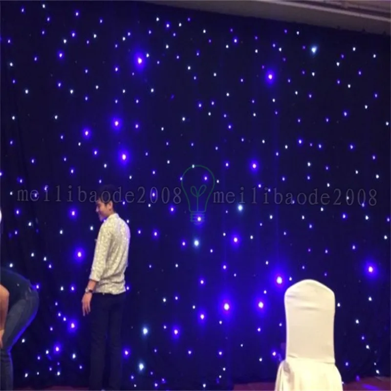 3Mx6M LEDのウェディングパーティーカーテンLEDスター布ブラックステージ背景LEDスタークロスカーテンライトの結婚式の装飾MyY1668