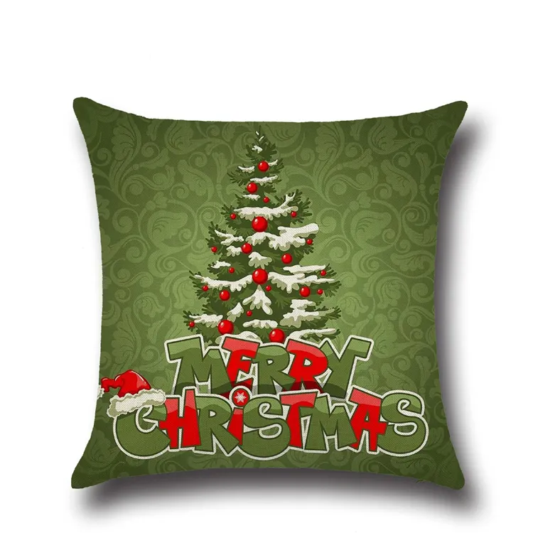 9 Styles Happy NewYear Christmas Pillow Case Linen Square X-Mas Zip Cases Père David's Deer Santa Claus Snowman Gift Printing Cushion Cover