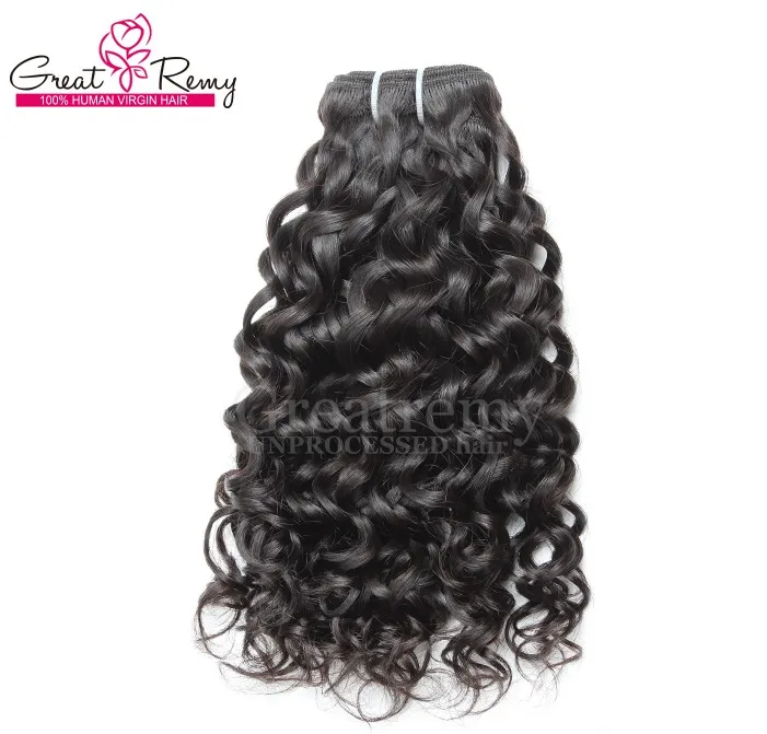 2 sztuk / partia Human Hair Extensions Brazylijski Remy Virgin Hair Wees Water Wave Duże Kręcone Rozszerzenie Włosów Włosów Pięciowo Natural Black