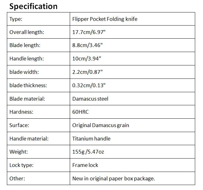特別オファー新デザインダマスカスフリッパー折りたたみナイフ60HRCブレードTC4チタンハンドルEDCポケット折りたたみナイフギフトナイフ