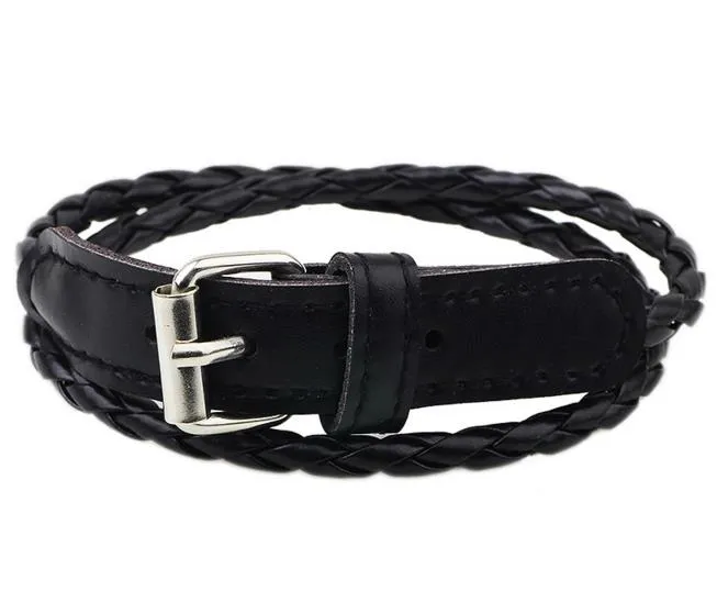 Weave läder armband armband mode kvinnor män 2 lager rep spänne bälte armband charm smycken flicka pojke parti julklapp