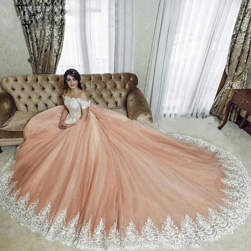 coral wedding dress