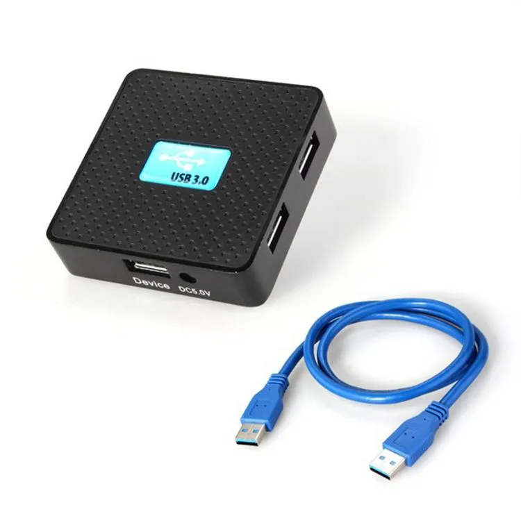 USB 3.0 4 포트 고속 초고속 허브 5 Gbps + PC 노트북 용 케이블 검정