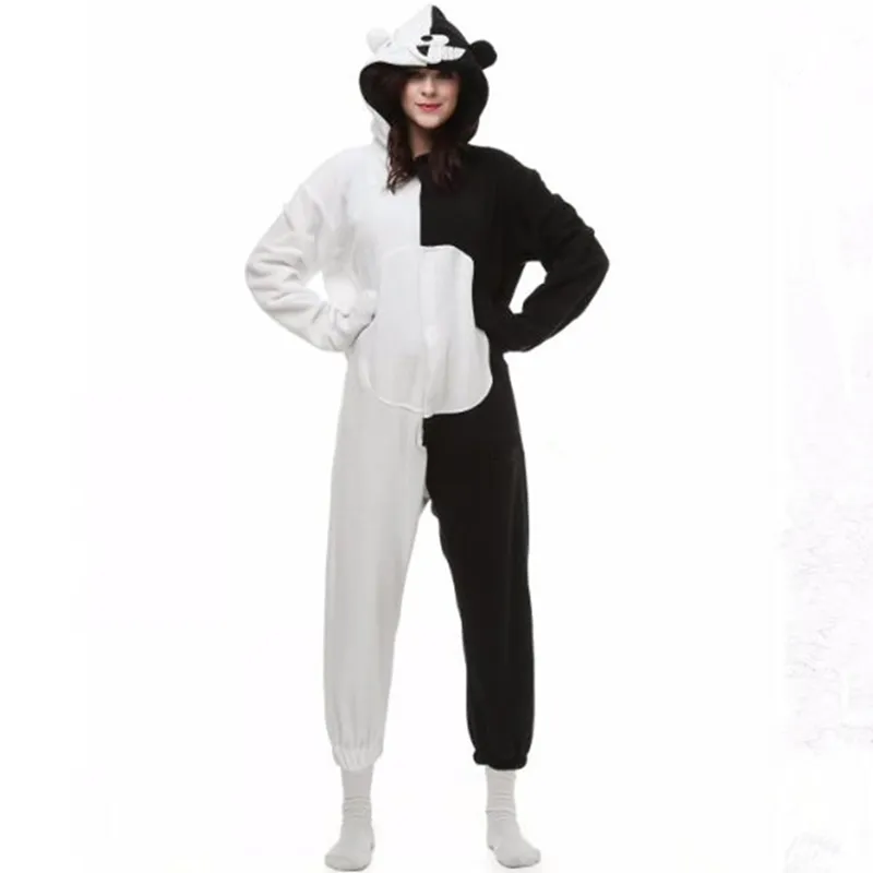 Danganronpa Dangan Ronpa Monokuma Monomi Ayı Polar Onesie Pijama Kostüm Cadılar Bayramı Karnaval Parti Giyim Karikatür Tulum Pijama