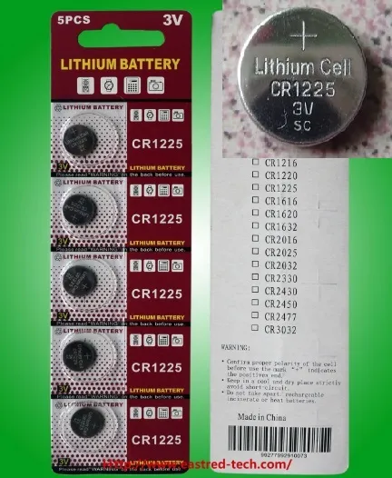 500cards par lot / super-puissance CR1225 3V piles au lithium bouton 5pcs par emballage de carte blister, Respectueux de l'environnement