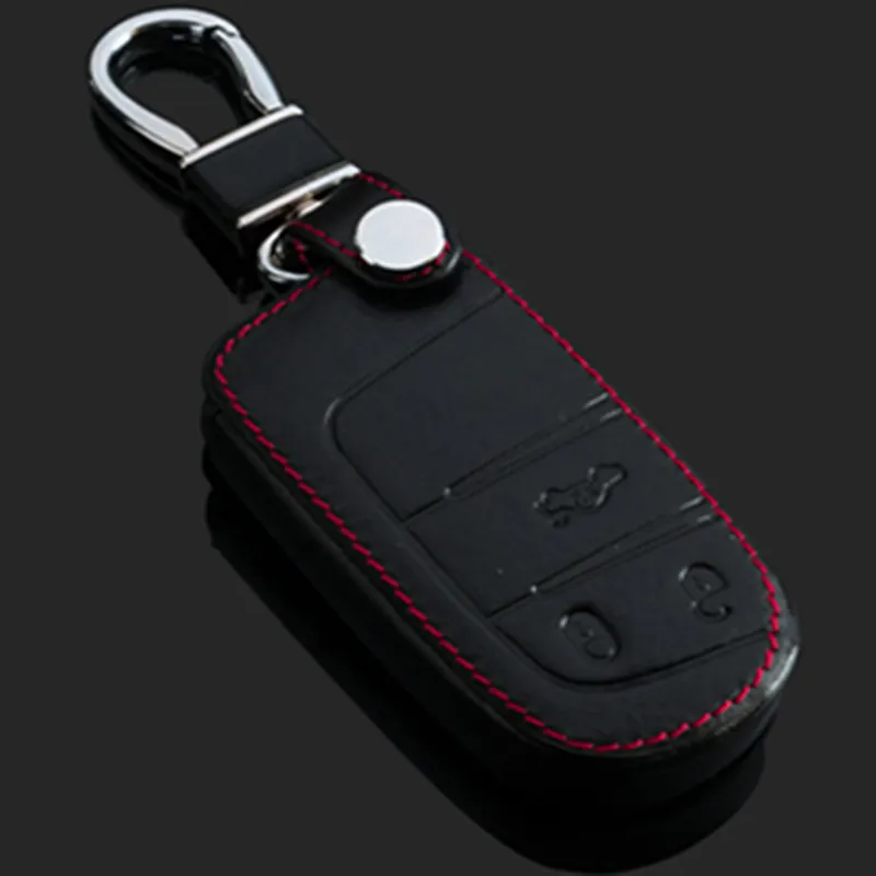 Echtes Leder Auto Schlüsselanhänger Schlüsseletui Abdeckung Für Jeep 2011  2014 2015 Grand Cherokee 2/3/4 Tasten Smart Car Schlüsselanhänger Ringe Von  15,17 €