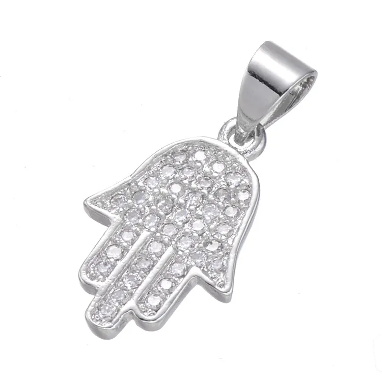 Hamsa hand av fatima hänge kvinnor/män lyckliga smycken gåva trendiga halsband hängen silver rosguld pläterad strass palmkedja charm för dam