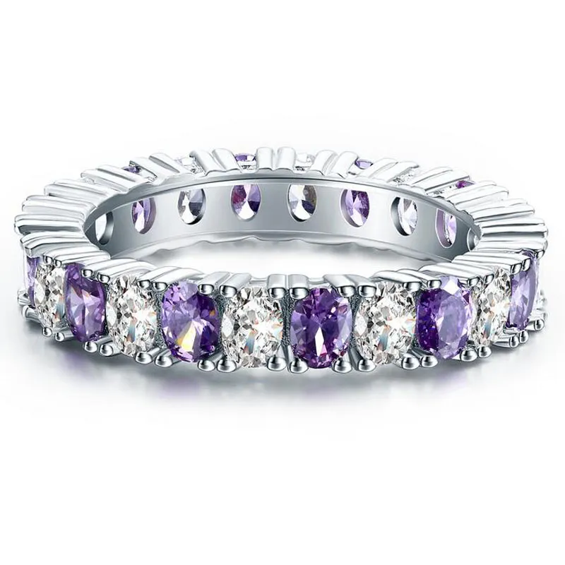 2017 New Arrival Wholesale choucong Women Fashion Jewelry 925 Sterling Silver Amethyst CZ Diamond Party Classic Lady's Band Ring Gift