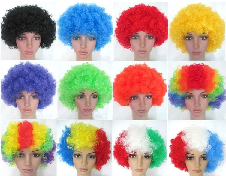 Halloween Disco Curly Wig Rainbow Afro Peruki Klaun Dziecko Dorosłych Kostium Piłka nożna Wig Włosów Fan Fun