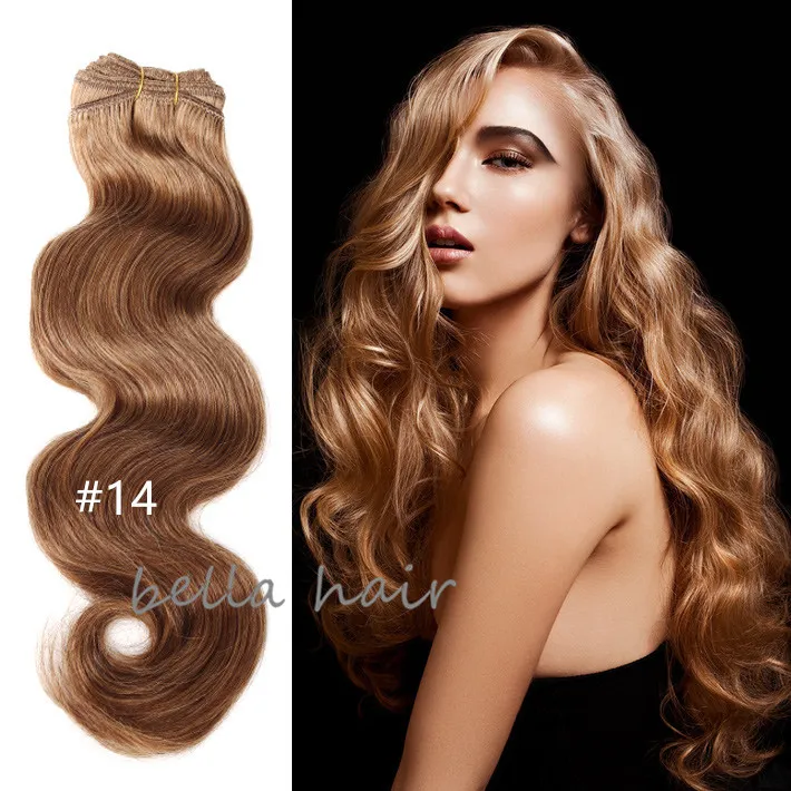 14-24 polegadas 100% cabelo brasileiro 8A 4 pçs / lote trama de cabelo humano weave onda corporal 100g / p frete grátis por DHL