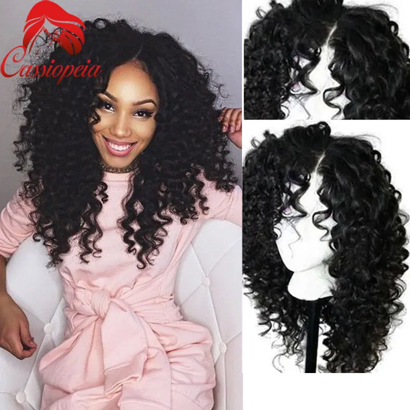 Long Afro Loose Curl Pełne Koronki Peruki Brazylijskie Dziewicze Ludzkie Włosy Peruki z Baby Włosy dla Czarnych Kobiet Bezklejone Koronki Peruki