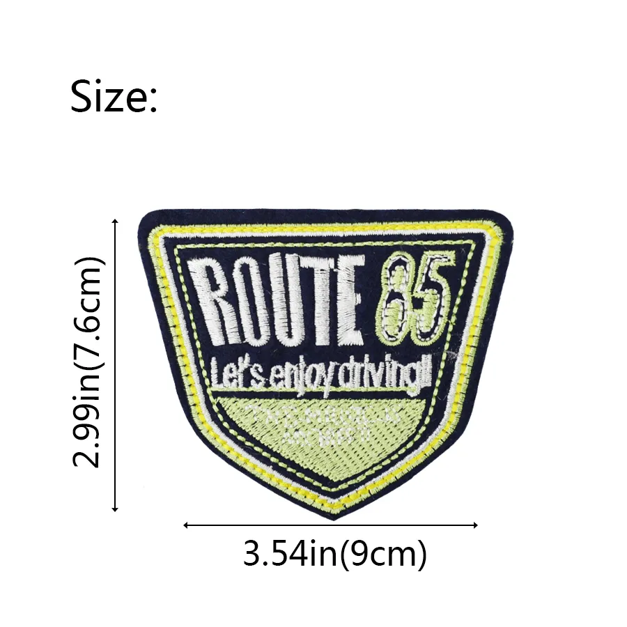 Route 85 Patches de crachá para sacos de vestuário Ferro na transferência Aplique patch para jeans costurar no bordado distintivo DIY