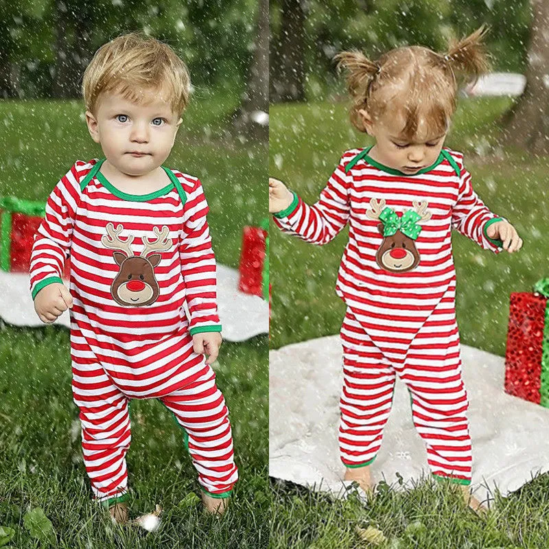 Noël Bébé Fille Garçon Vêtements Pyjamas Tenue Nouveau Né Enfants Noël Body  Rayé Barboteuse Rudolph Renne 2 Styles Vêtements Dhiver En Gros Du 7,32 €