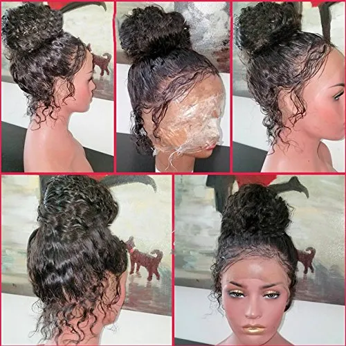 360 кружевной фронтальный парик, вьющиеся предварительно сорванные 360 кружевные парики для чернокожих женщин, бесклеевые бразильские человеческие волосы, парики с детскими волосами, плотность 130%