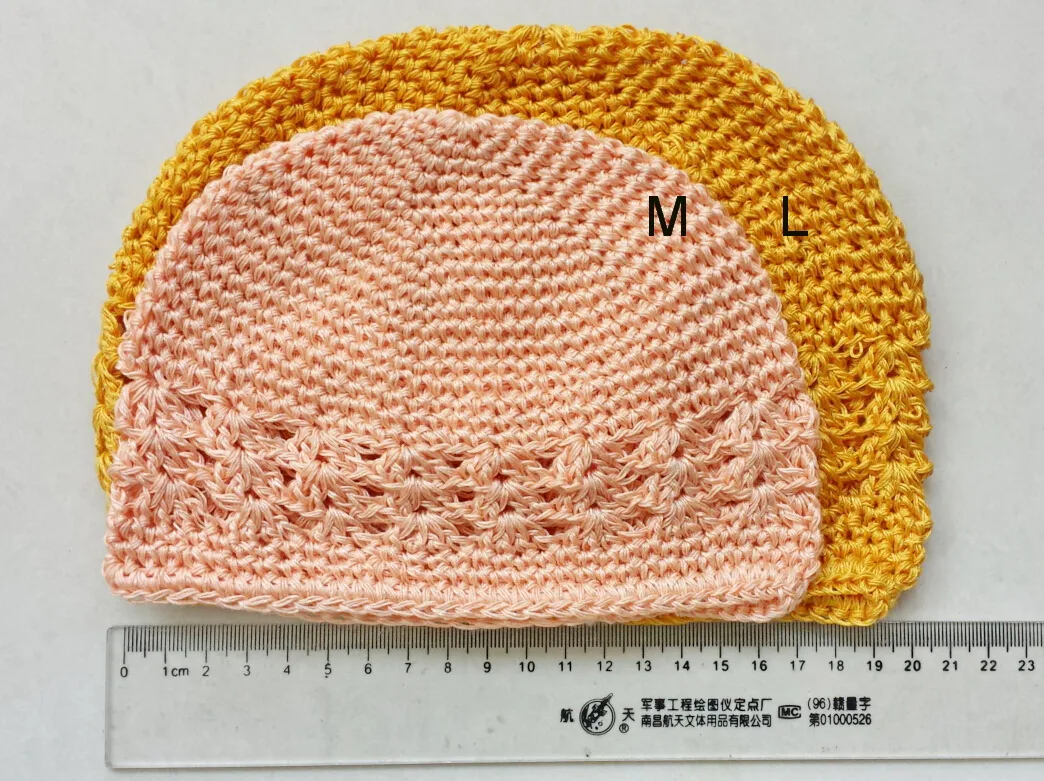 Envío gratis 10 piezas tamaño M, L bebé kufi sombreros tejer gorros de algodón para bebés de alta calidad niña crochet Kufi sombrero accesorios para el cabello GZ9109
