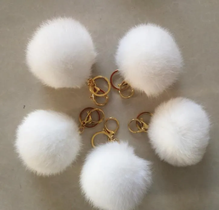 Moda 8 CM Oryginalny Rabbit Fur Ball Pluszowy Klucz Łańcuch Choinki Ornament Wypełniacz Torba Samochód Klucz Pierściowy Torba Wisiorek Samochód Brelok Party Prezent