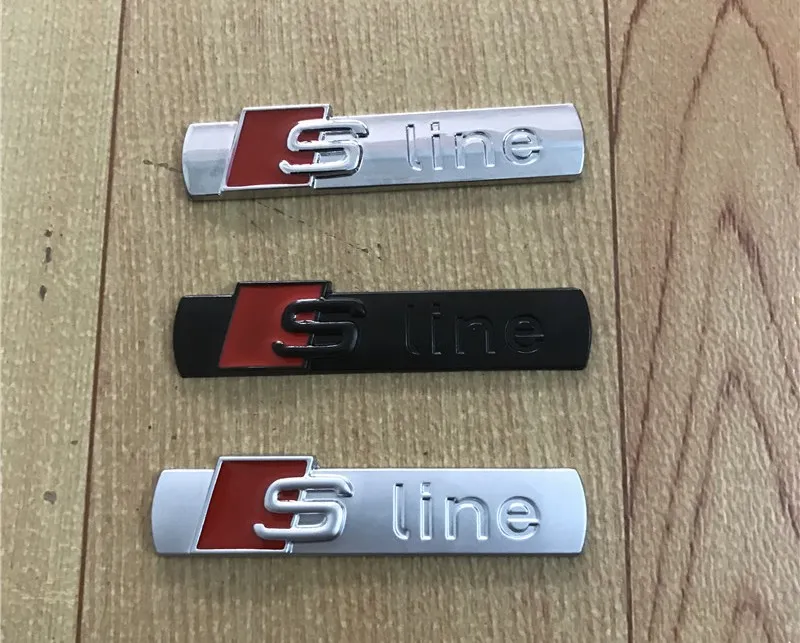 3d s Line Sline Car Front Grille Emblem Badge Metal Alloy Stickers Tillbehör Styling för AUDI A1 A3 A4 B6 B8 B5 B7 A5 A6 C5 C6 A7 TT