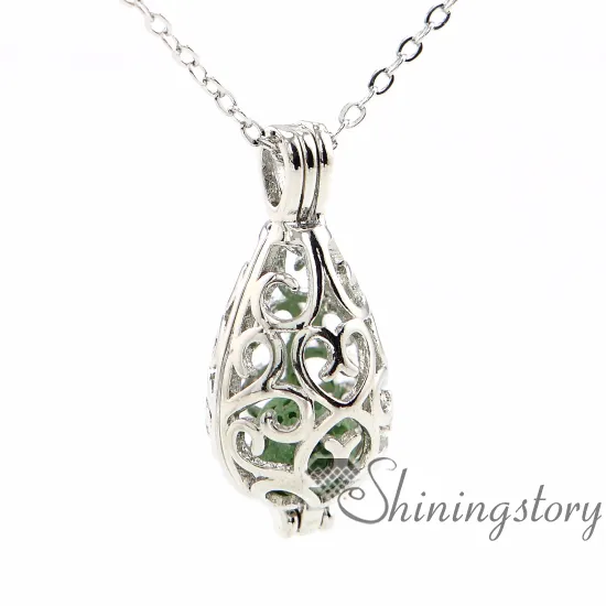 Teardrop Open Working Essentiële Olie Ketting Diffuser Ketting Groothandel Parfum Ketting Aromatherapy Sieraden Diffusers Metalen vulkanische steen