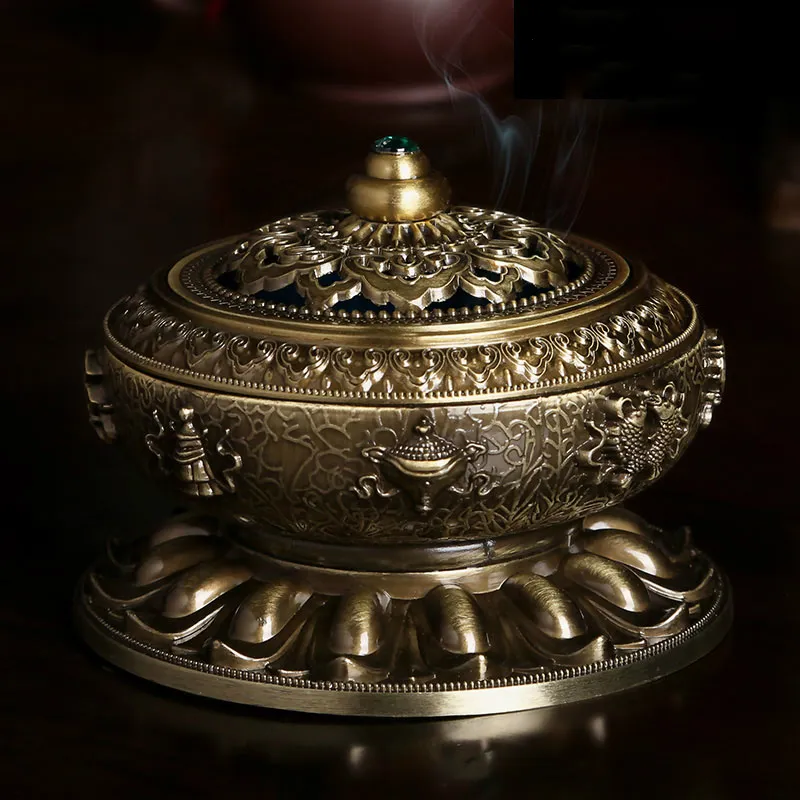 Wholesale- Classical Copper Alloy Antique Copper Alloy Incense Censer Simple Aromatherapy Incense Burner Free Shipping