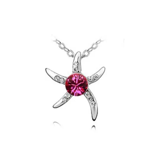 Collier étoile de mer plaqué argent 925, bijoux en cristal exquis, pendentif étoile de poisson, collier étoile de poisson, bijoux en cristal DHL