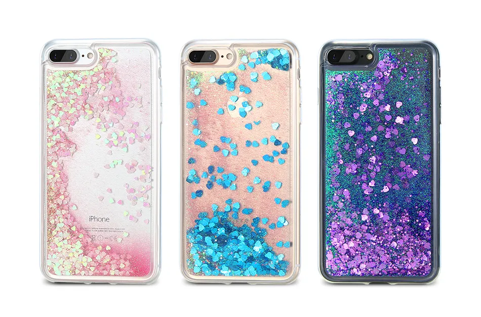 Bling Liquid Quicksand Phone Case For iPhone 7 7 Plus Shiny Sequin Soft Silicone Case Cover For iPhone 5 5S SE 6 6s Plus