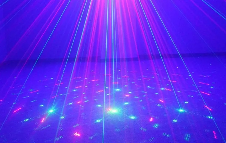 クラブバーLEDエフェクトライトRGレーザーブルーLEDステージ照明DJホームパーティー5レンズ120パターンプロフェッショナルプロジェクターライトディスコを表示