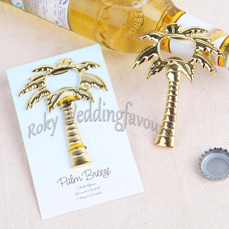 100st Gold Palm Tree Bottle Opener Wedding Favors Beach Party Giveaways Evenemang Keepsake Birthday Party Supplies1681083