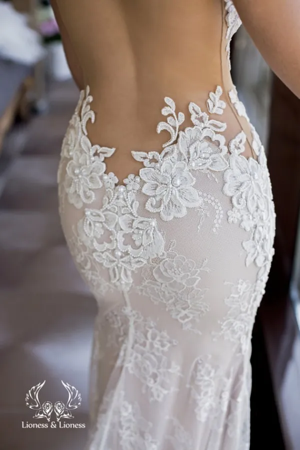 Sexy Backless Abnehmbare Brautkleid Sheer Tüll Perlen Spitze Appliques Meerjungfrau Brautkleider Abnehmbare Tüll Zug LS 31-1