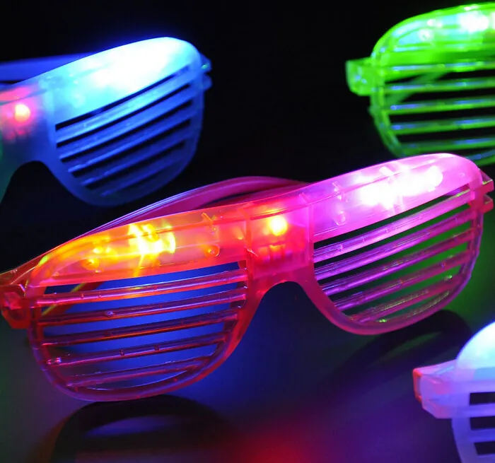 Fashion LED Light Glasses Flashing Shutters Shape Glasses LED Flash Glasses Sunglasses Dances Party Supplies Festival Decoration E1680305