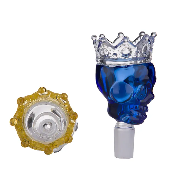 Smoking Accessories BIG Size Skull Style Herb Holder With Crown Bowl Glass Slide Smoke Accessory For Bong Dab Rig Wholesale 340