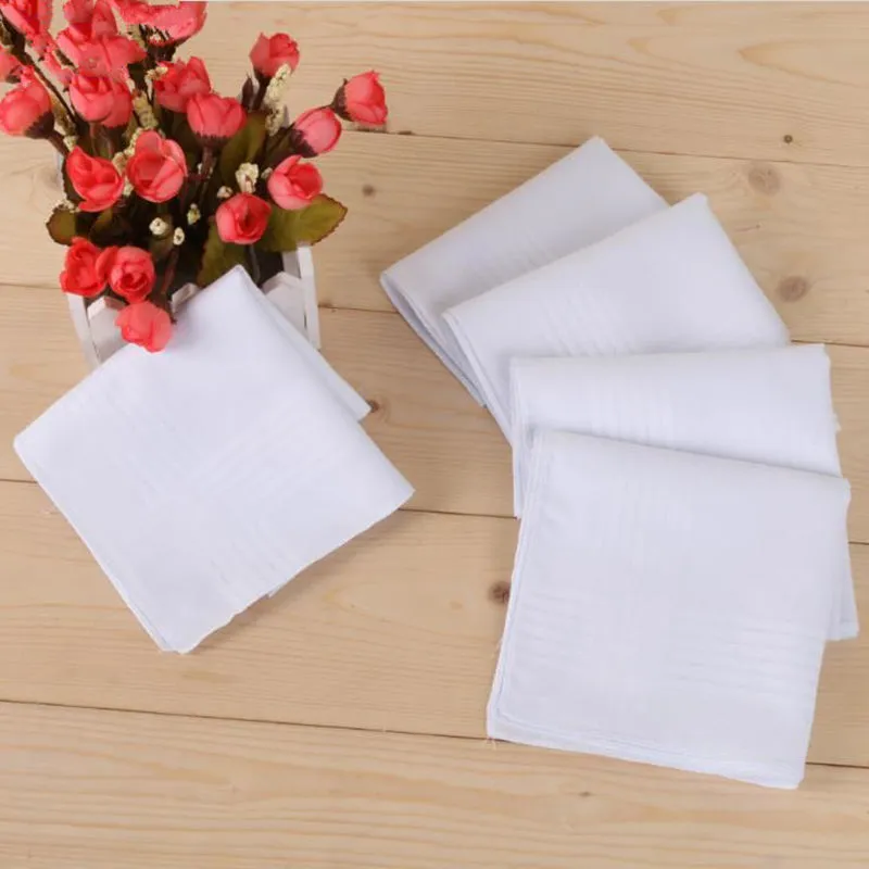 Reinweiße Taschentücher aus 100 % Baumwolle für Herren, Tisch-Satin-Taschentuch, Towboats-Herrenanzug, Einstecktuch, Taschentuch, weißeste 100 Stück/Menge