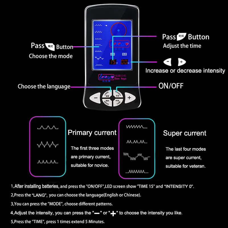 Electro Sex Power Supply Host Electro Stimulation Control Host Electric Massage Stimulate Power Box Sex Toys For Men Estim TENS
