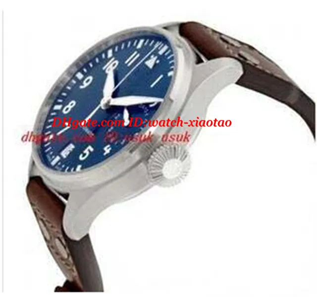 Высококачественные роскошные наручные часы Big Pilot Midnight Blue Dial Automatic Men's Watch 46 -мм мужские часы Watches246X