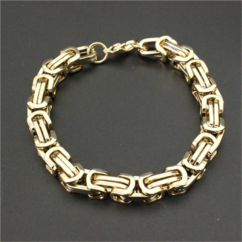 8mm 8.5inch polimento de ouro banhado motocicletas Cadeia de bicicleta bracelete 316L aço inoxidável moda jóias pulseira