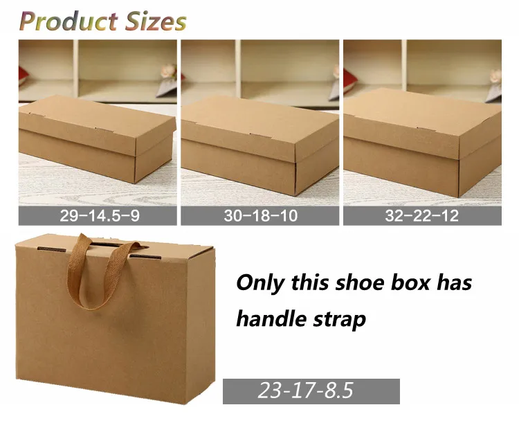 100 psc different sizes Brown Packaging craft Paper Box For Shoes Apparel Handmade Gift Package Mailing Box Shoes boxes