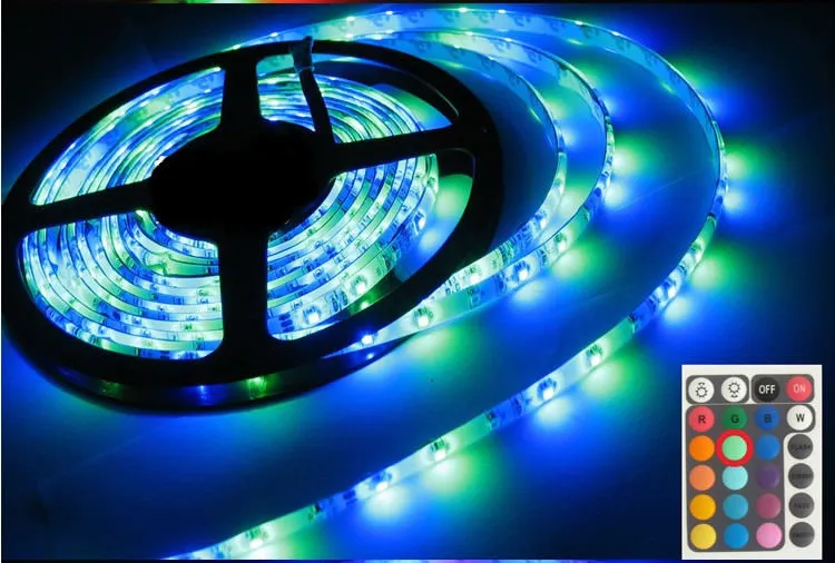 Brand 5M RGB 3528 LED Strip Lights Waterproof Flexible 300 LEDs With 24 ...