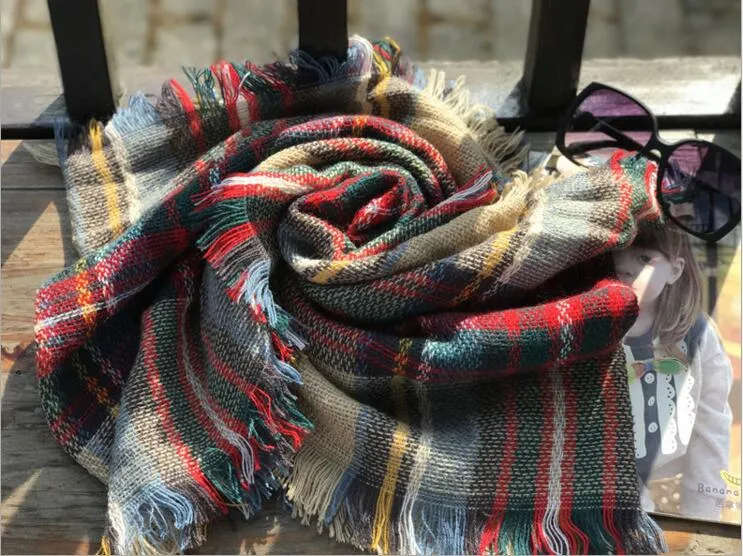 Plaid Infinity Scarves 87x50cm Grid Loop Scarf Blankets Tartan Oversized Check Shawl Gerice Wraps Fashion Cashmere Pashmina OOA7137