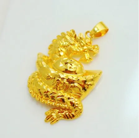 Style chinois populaire de haute qualité 18 km en laiton en laiton en laiton dragon gound pendentif en or ne s'estompe pas pour Noël