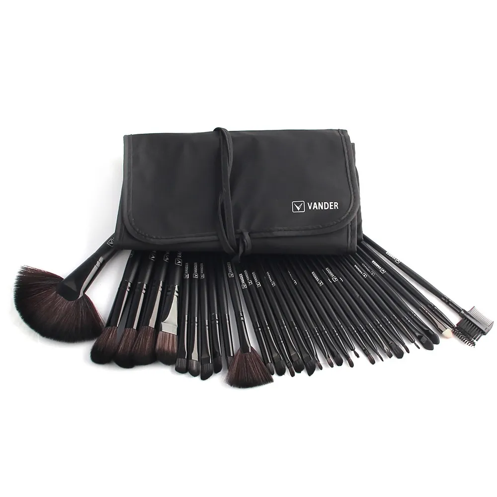 48hours Shipping, 32pcsset Black Profeesional Makeup Pinsel Face Lip Foundation Powder Cosmetic Make-up Kit + Pouch Bag (32)