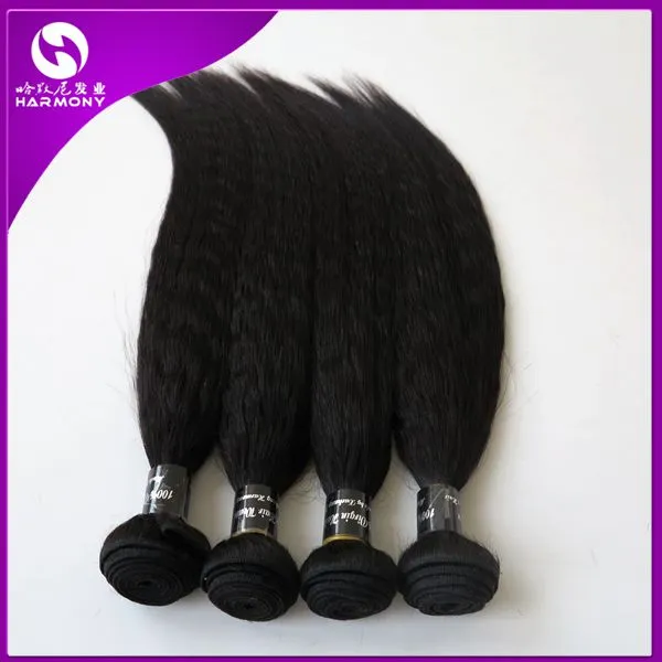 Mongolian Kinky Straight Human Hair Weave Grova Yaki Bundlar Italienska Yaki Kinky Straight Weave Virgin Hair Extension