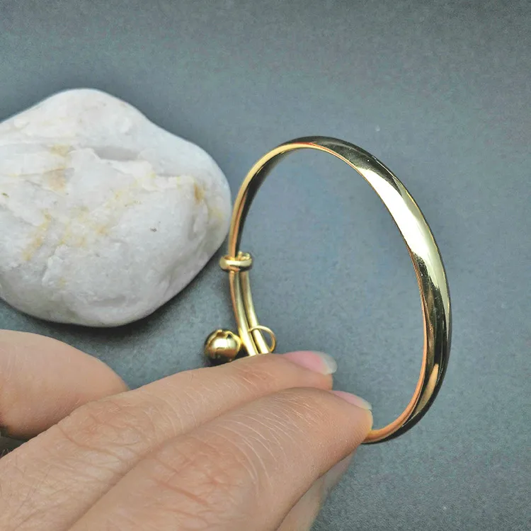Exquisite 24K Gold Plated Baby Bell Bracelet Bangles Elegant Gift for Babies Kids Children