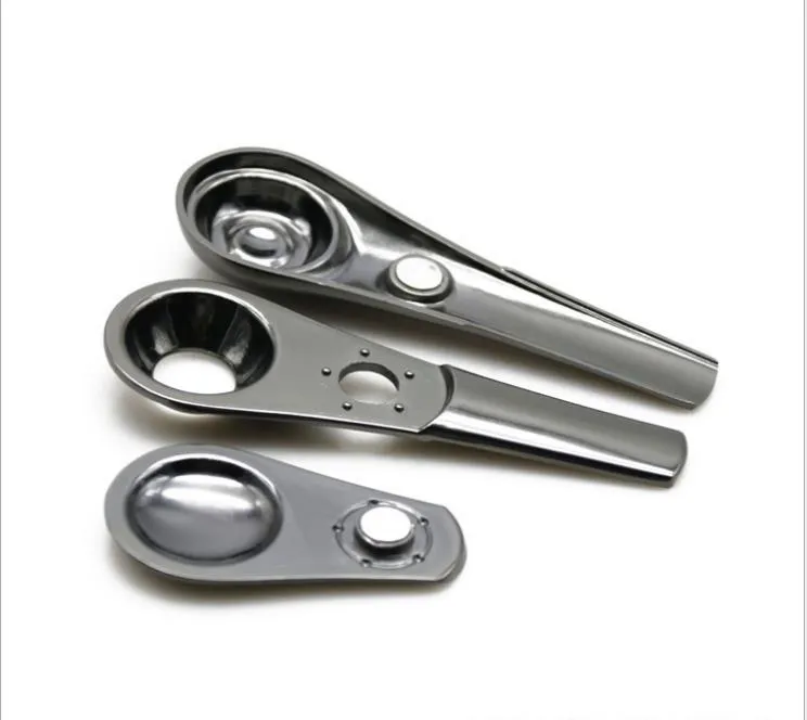 Removable magnetized stainless steel metal spoon pipe