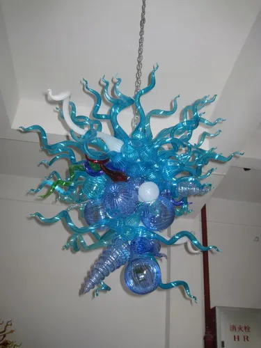 Blå lampor hänge lampa led lampor handblåst murano ljuskronor belysning amerikansk stil glas ljuskrona