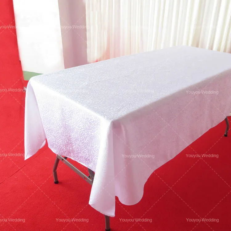 Haute Qualité Blanc Polyester Dobby Table Chiffon Pour Fleur De Mariage Motif Décoratif Table Nappes Rectangulaire 130 cm * 200 cm