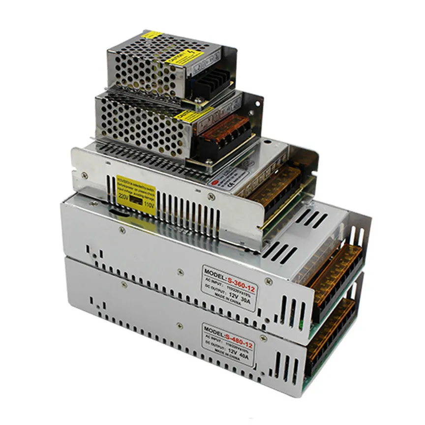 haute qualité dc 12v led transformateur 70w 120w 180w 200w 240w 300w 360w 400w alimentation pour bandes led modules led ac 100240v