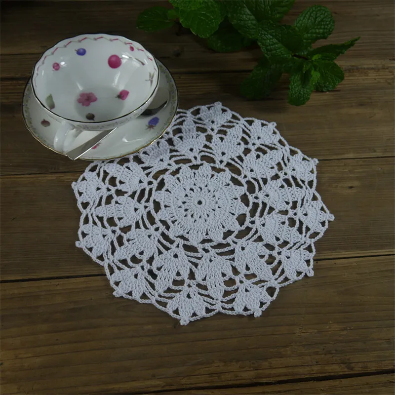 Virkade Doilies Köksredskap Dryck Underlägg Bröllopsinredning 21cm / 8,3 