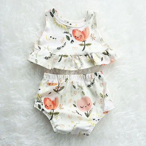 Schöne Baby Mädchen Kleidung Sommer Neugeborenen Mädchen Kleidung Set Blume Ärmellose Tops + Shorts Kinder Kleidung Floral sunsuit Outfit Set