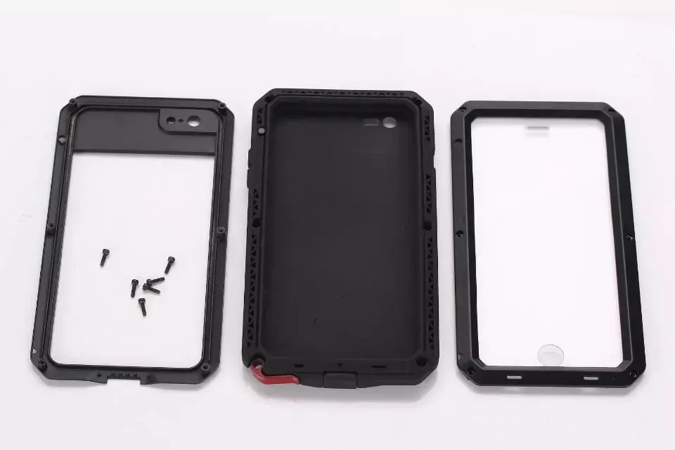 Hoge kwaliteit waterdichte metalen aluminium behuizing voor iPhone 6 6s 4.7 inch plus koffer + gorilla glazen sleutel alinea telefoon geval met bubble tas